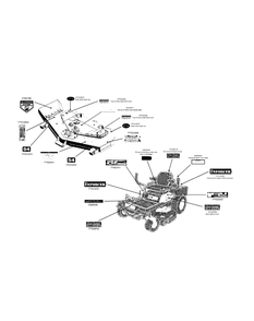 Decal Map 54-Inch Diagram and Parts List for ENFORCER54 53BI3AGT050-23HP Cub Cadet Lawn Tractor